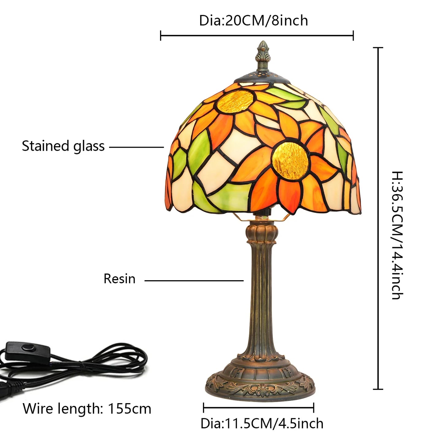 Eight Inch Tiffany Dragonfly Desk Lamp Stained Glass Bedside