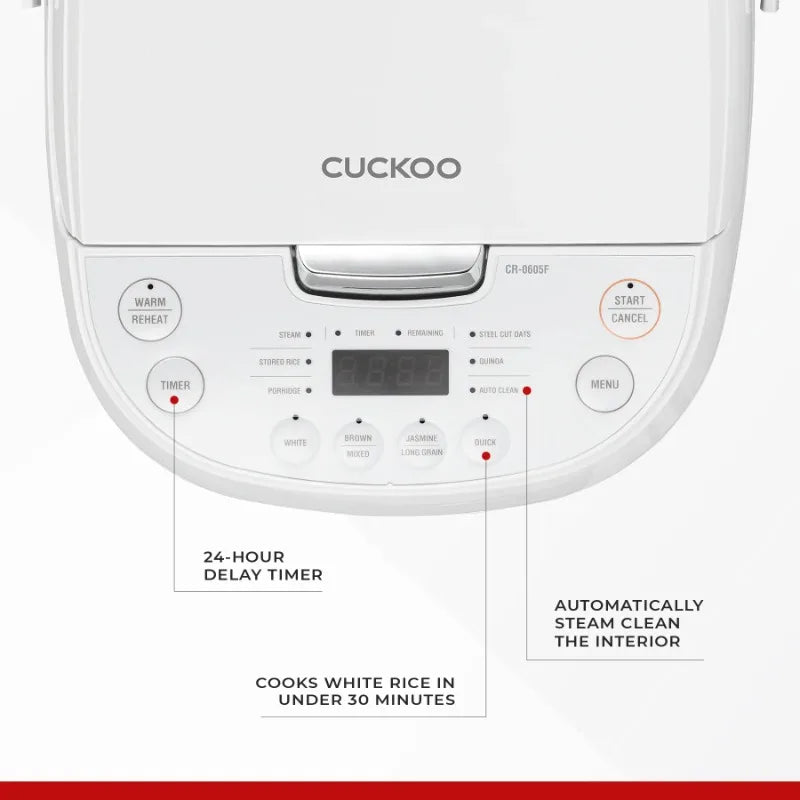 Cuckoo CR0605F 6 Cup Micom Rice Cooker Nonstick Menu Options