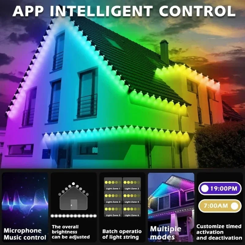 App Remote Christmas 200Ft Outdoor RGB LED Eaves Light IP67