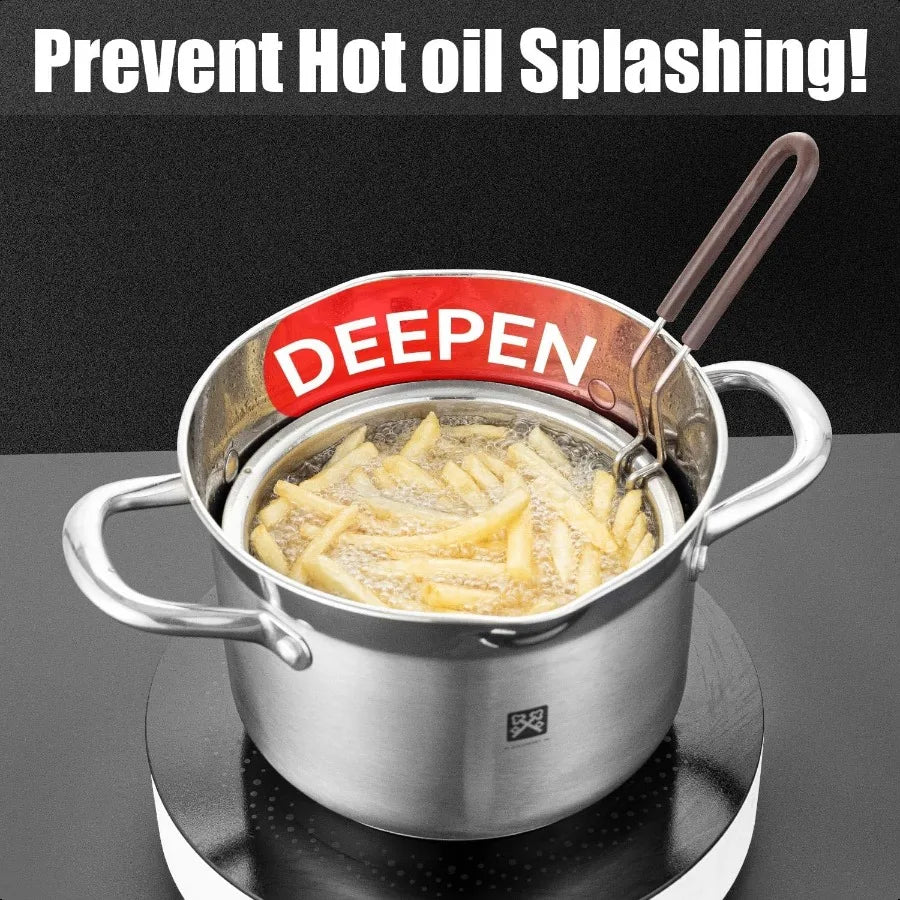 Deep Fryer Pot With Basket And Lid 304 Stainless Steel