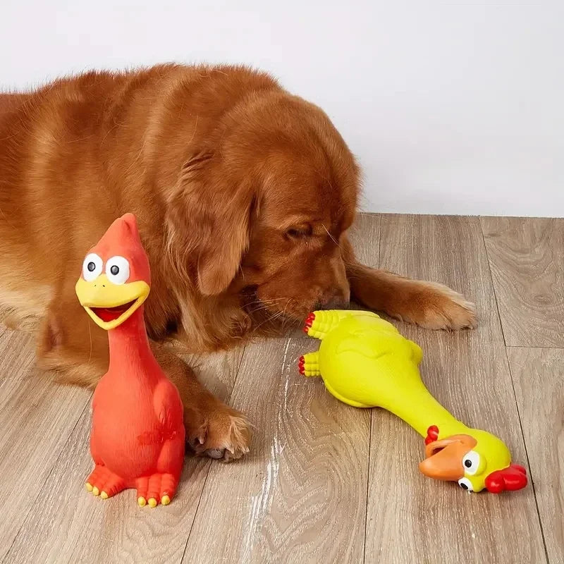 Large Cartoon Latex Screaming Chicken Duck Dog Chew Toy Durable Natural Rubber Squeaker Ideal for Teeth Grinding