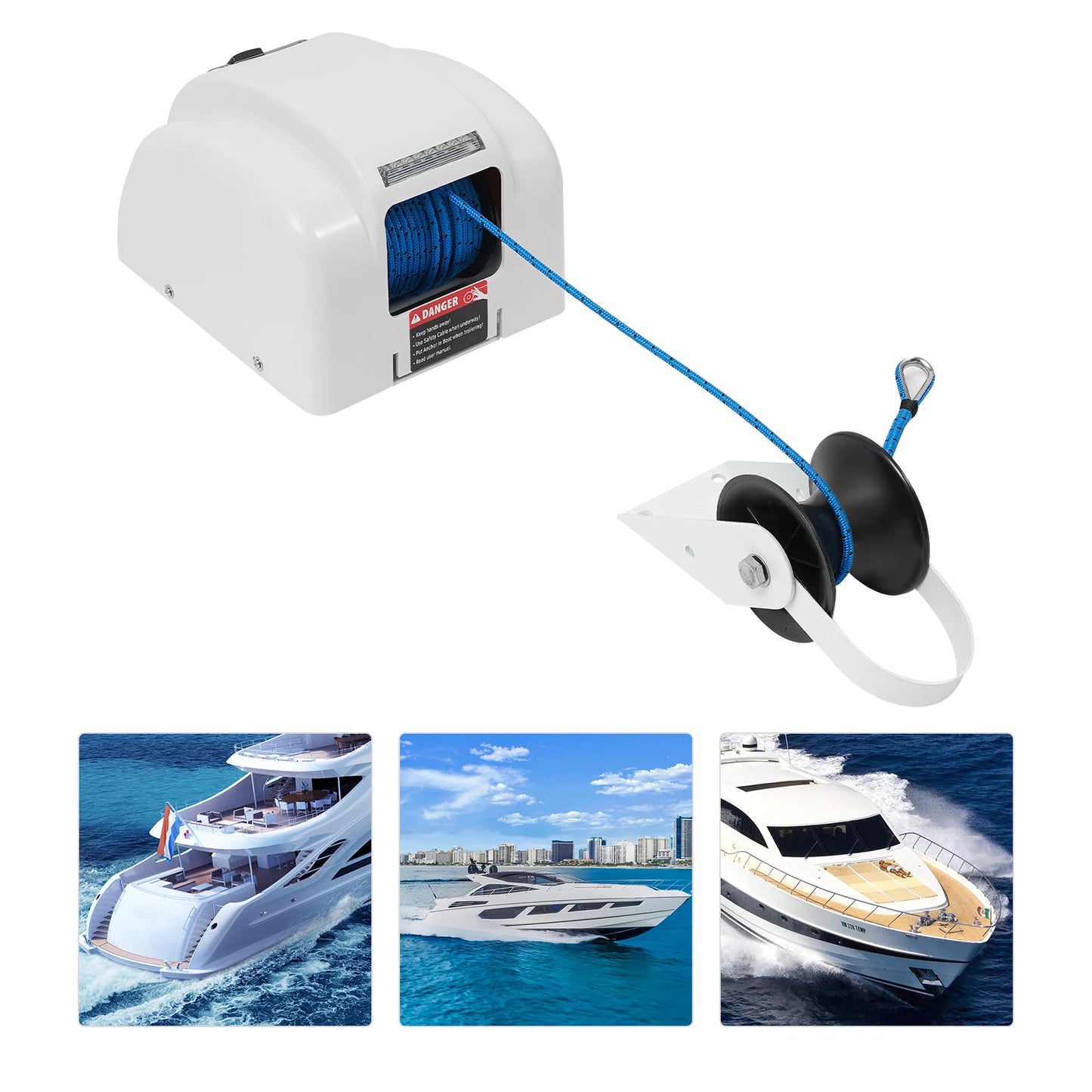 12V Boat Electric Anchor Winch 45 Lbs With Remote For Boats