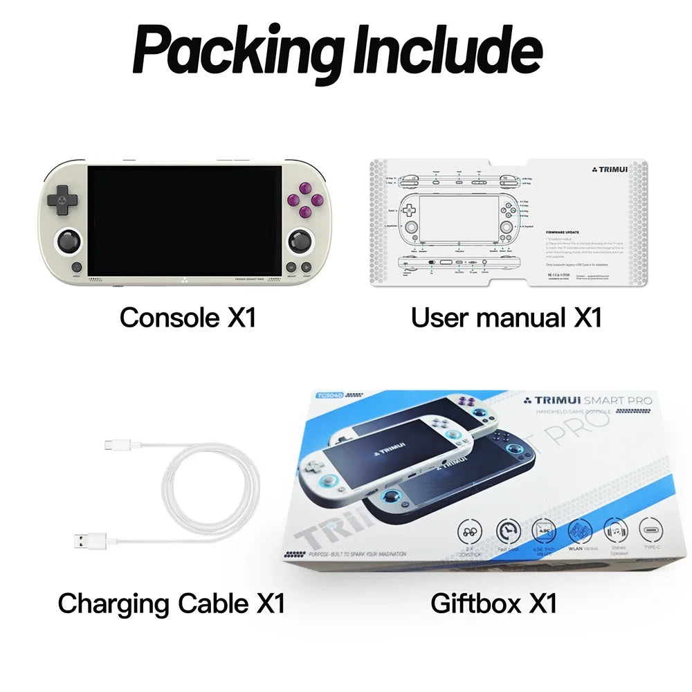 Trimui Smart Pro Handheld Game Console 4.96 Inch IPS Screen Linux System Joystick RGB Lighting Retro Video Game Player Gift