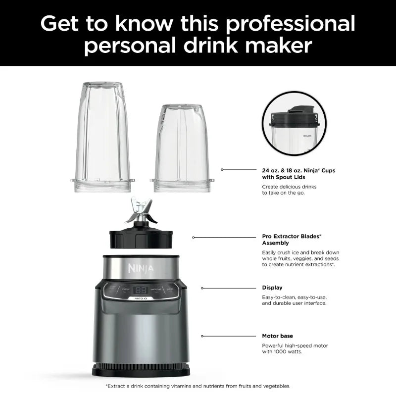 Ninja Nutri Blender Pro Auto IQ 1000 Watt Personal BN400