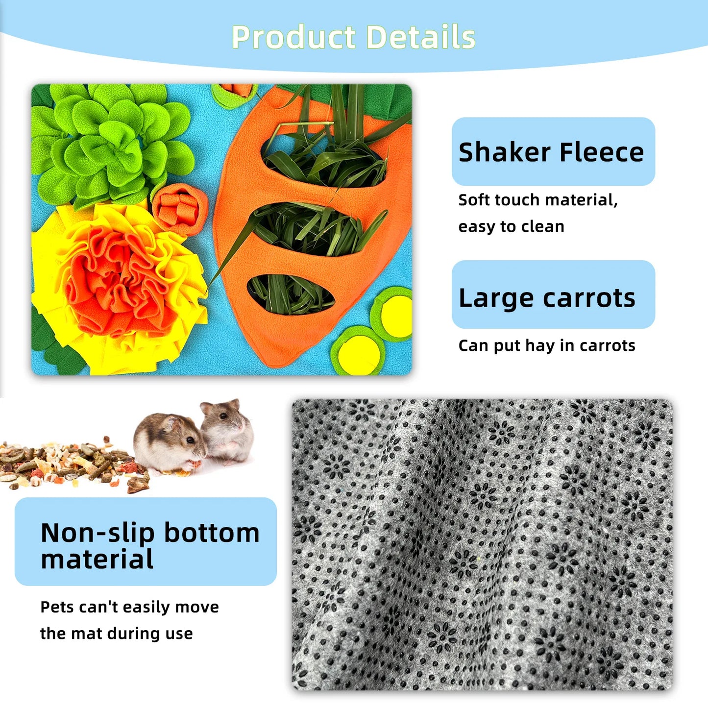 Small Pet Snuffle Mat Slow Feeder For Dogs Rabbits Hamsters