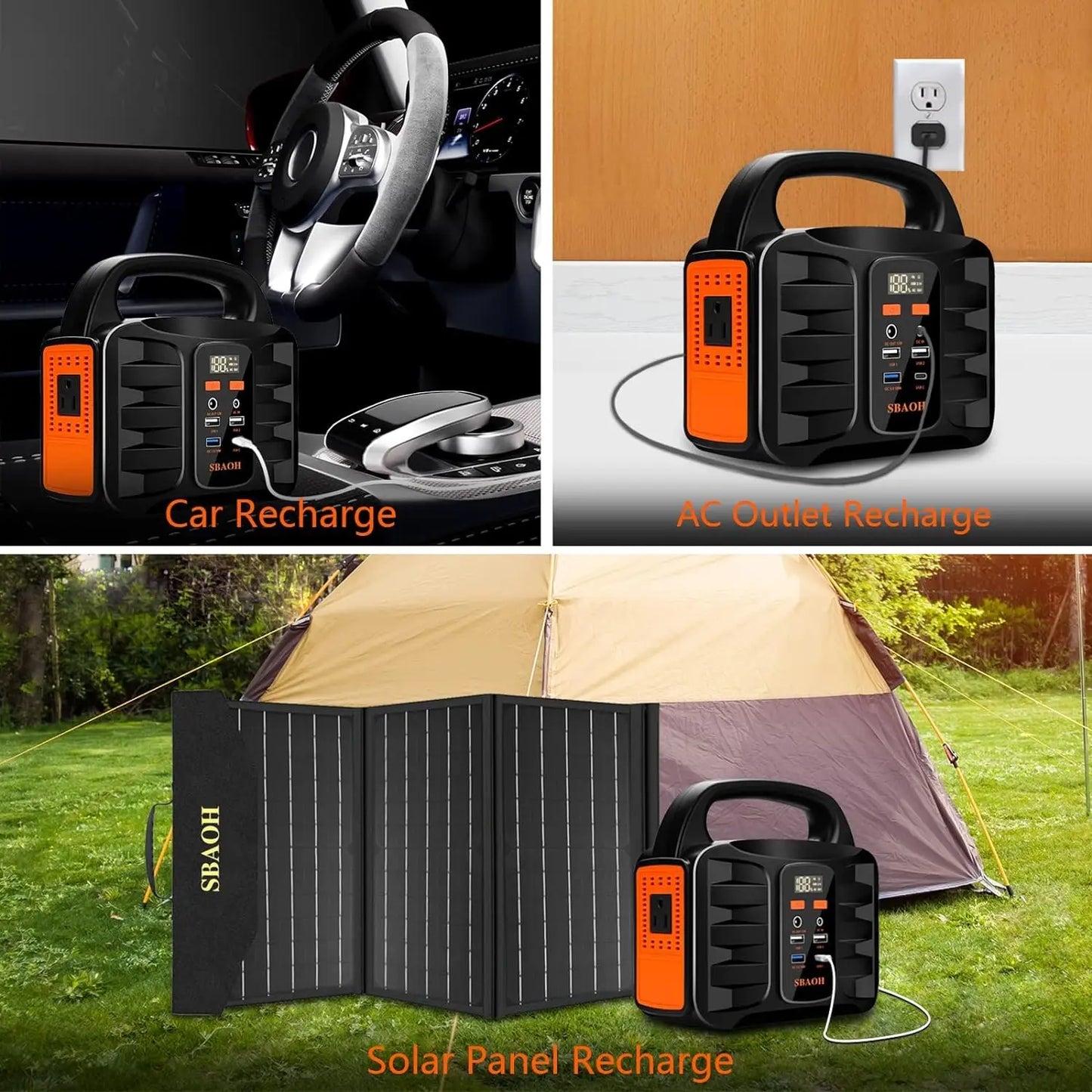 Portable Power Station 155Wh 42000mAh Outdoor Solar Generator 110V 150W Peak 200W AC Outlet USB C PD 30W CPAP Compatible LED Display CE FCC RoHS
