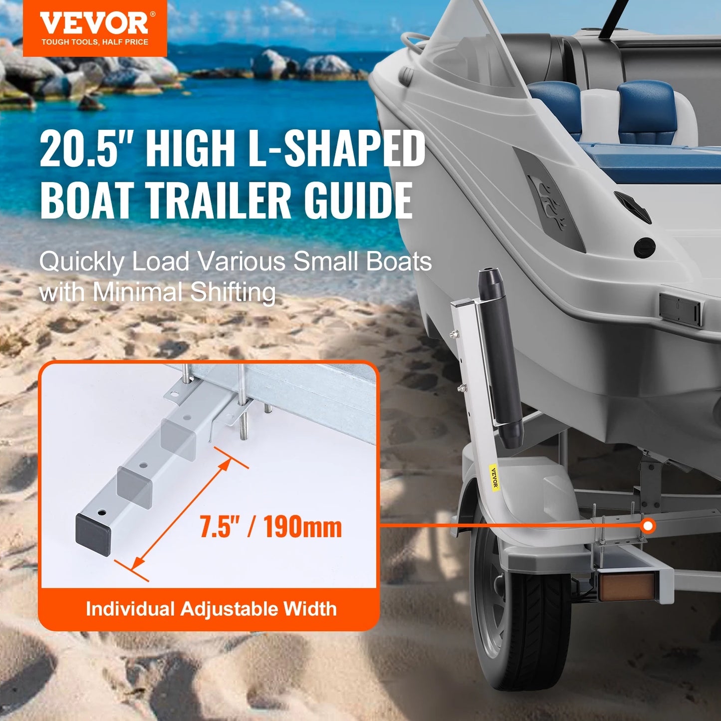 SucceBuy Boat Trailer Guide Poles Adjustable Rustproof Steel
