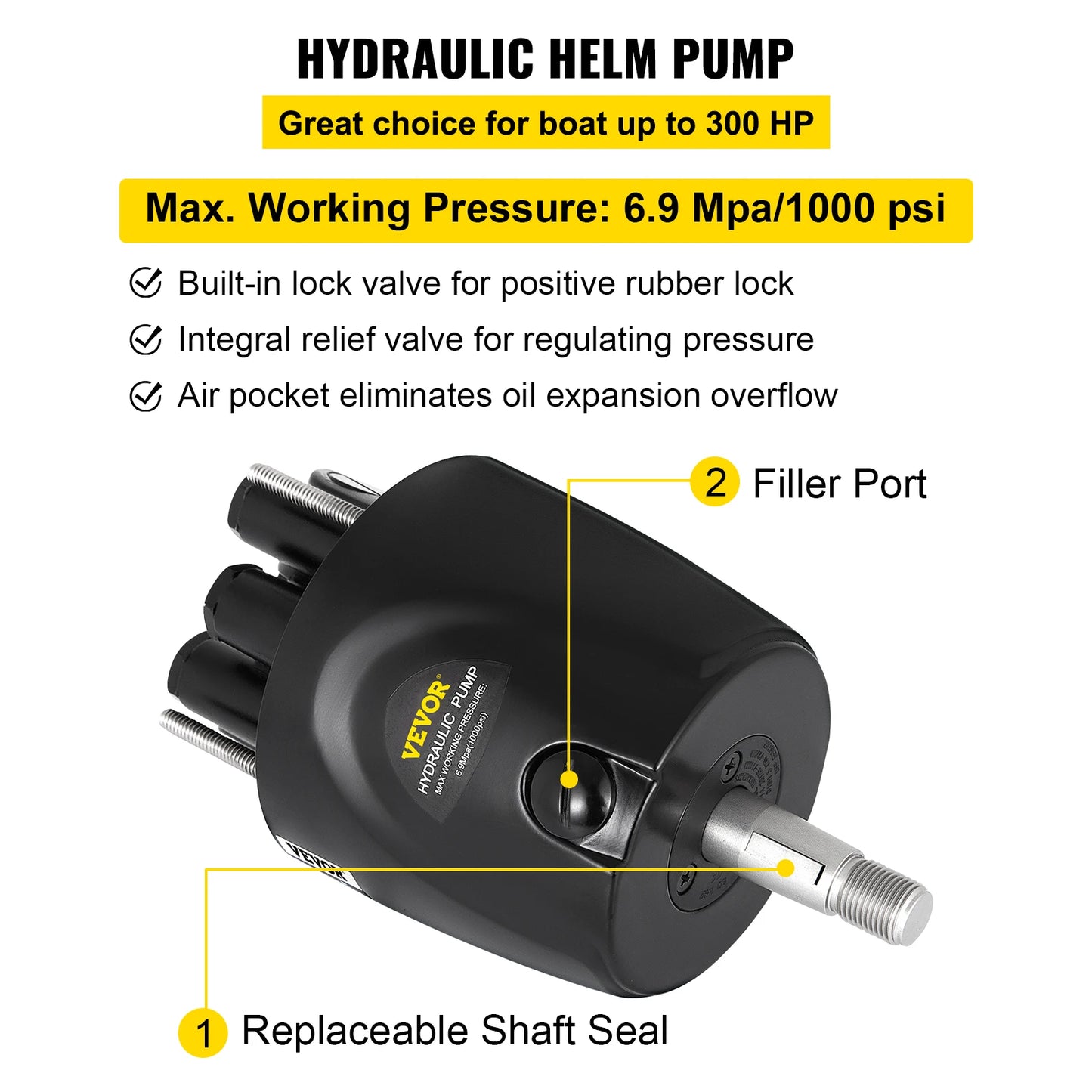Vevor 300HP Outboard Hydraulic Steering Kit With Cylinder