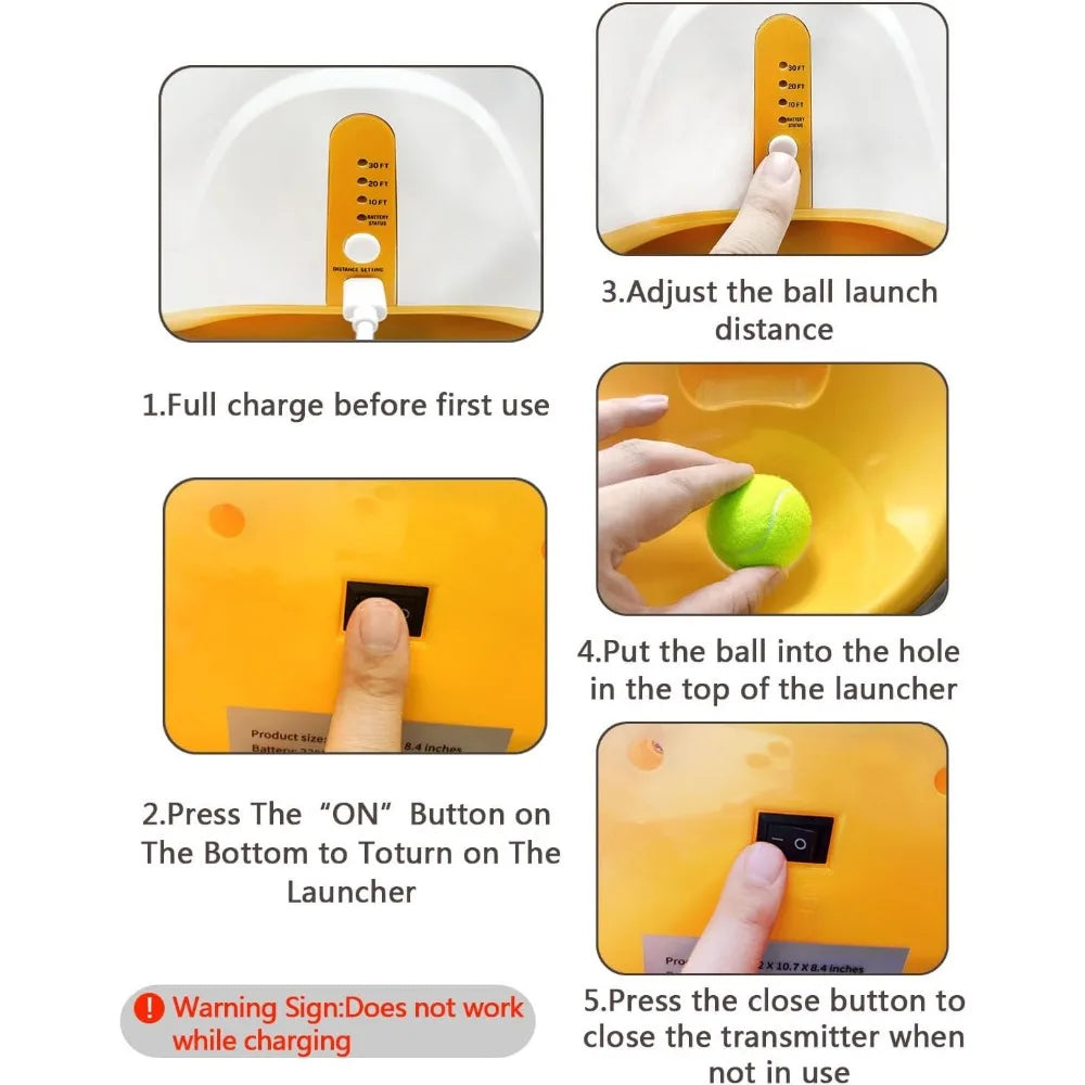 Ball Launcher For Dogs With 12 Tennis Balls Interactive Dog Toy Durable Plastic Design