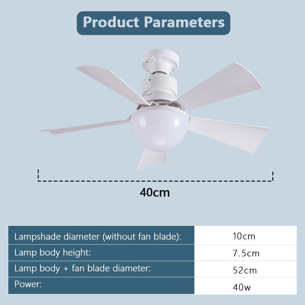 30W LED Ceiling Fan With Remote 3 Speeds Modern Living Room