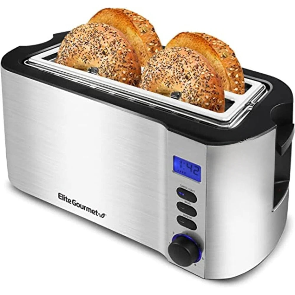 Long Slot 4 Slice Toaster with Countdown Timer and 6 Settings - Ultimate Objects