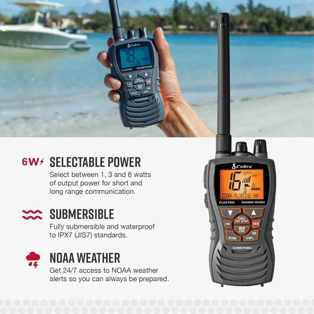 Mr HH350 FLT Handheld Floating VHF Marine Radio 6 Watt Grey