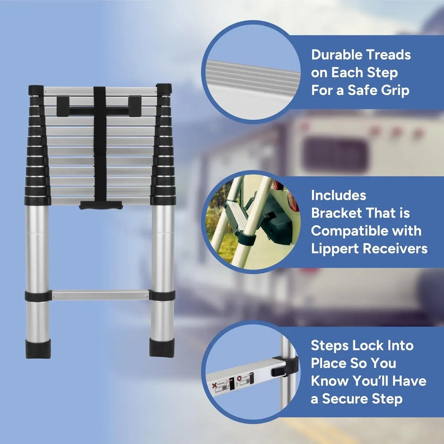 RV Telescoping Ladder 12.5ft Lippert On The Go Compatible