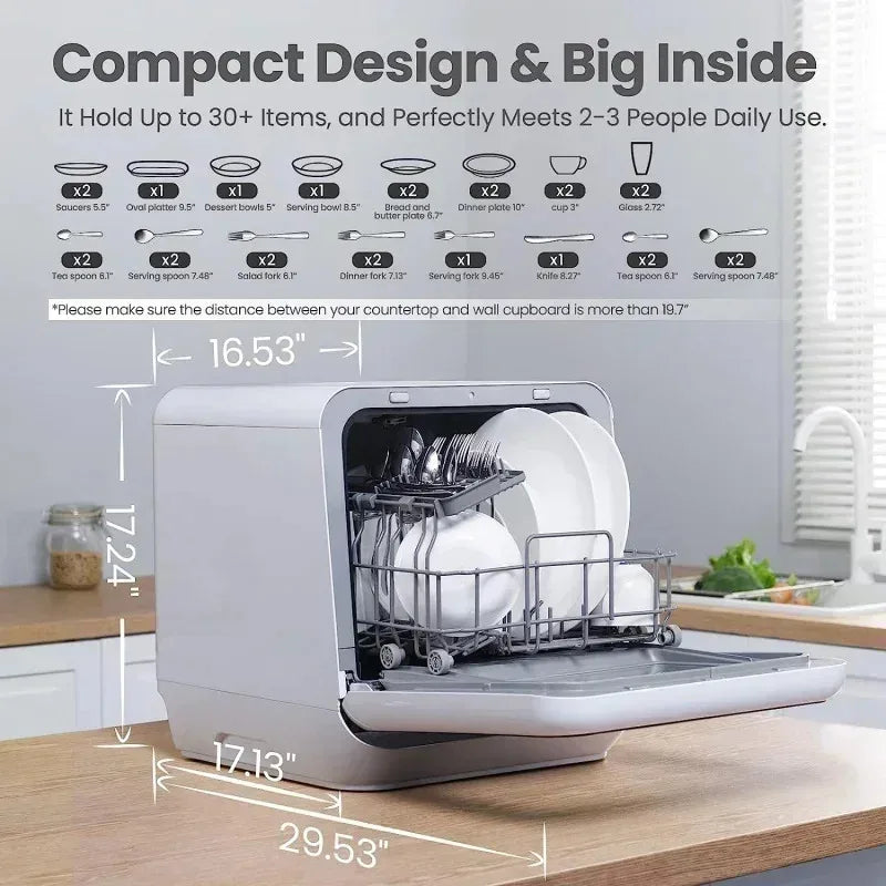 Portable Countertop Dishwasher 5L Tank No Hookup 360 Spray