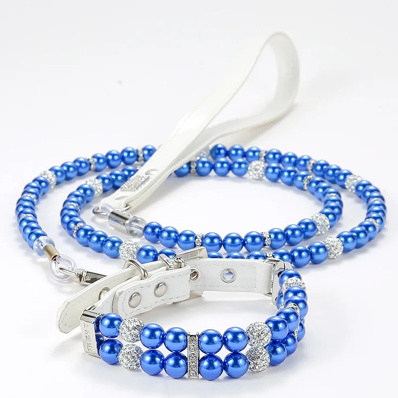 Pearl Cat Necklace Pet Collar Leash Jewelry For Small Dogs