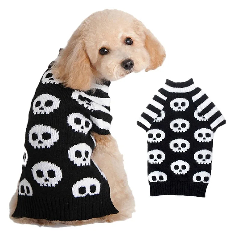 Halloween Pet Sweater Skull Pattern Dog Costume Knitwear