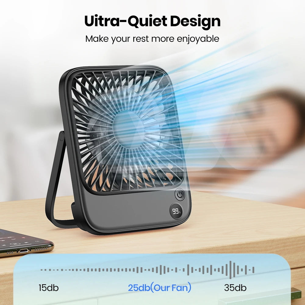 Topk Rechargeable Portable Fan Usb Camping 2000mAh Silent
