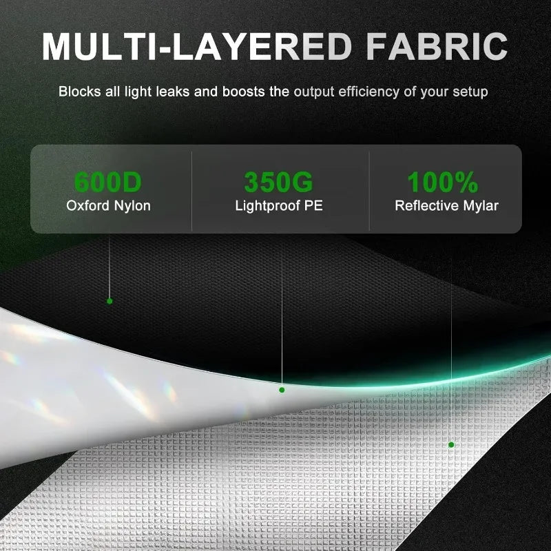 24x24x48 Grow Tent With Window And Floor Tray 600D Mylar