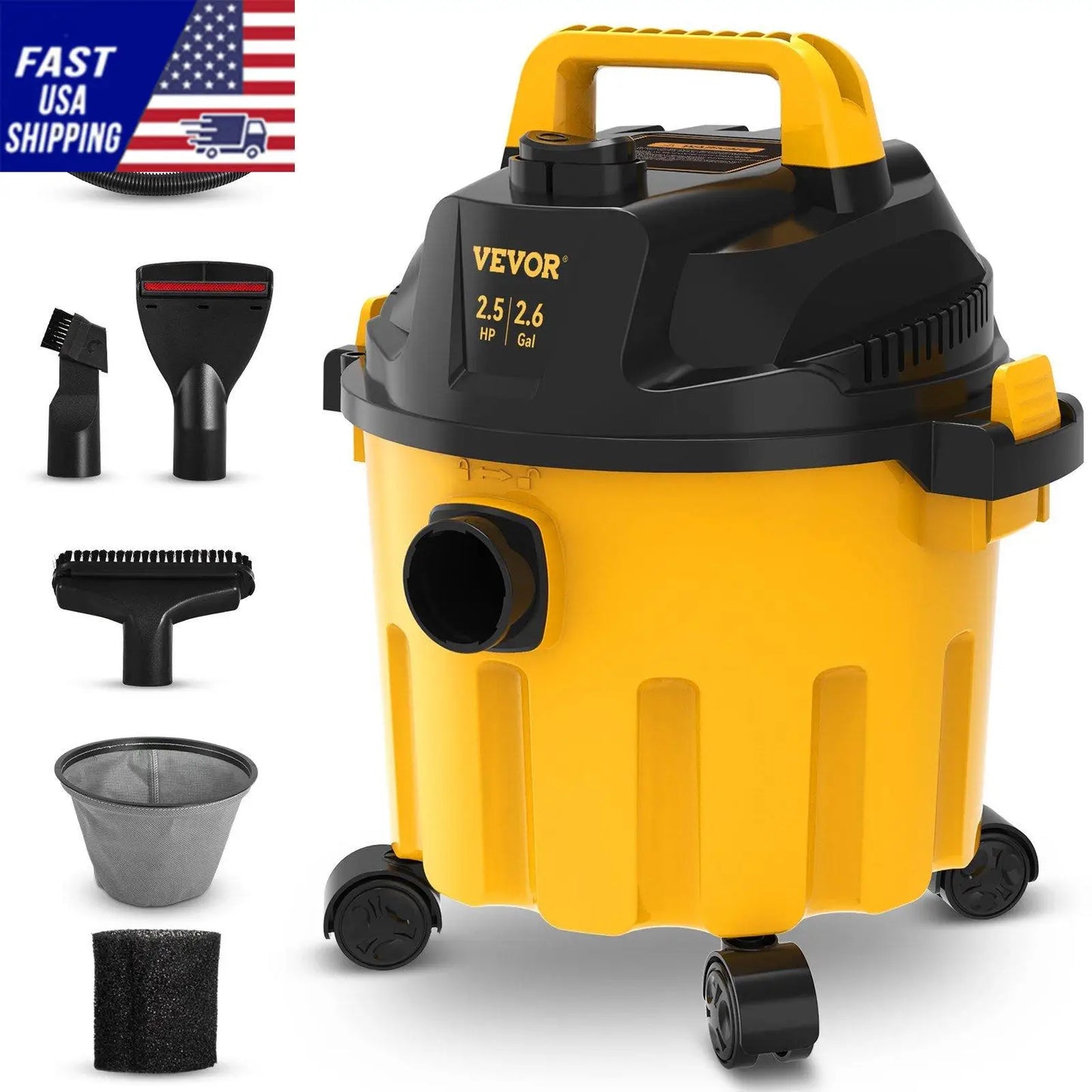 Wet Dry Vac 2.6 Gallon 2.5 Peak HP With Blowing Function
