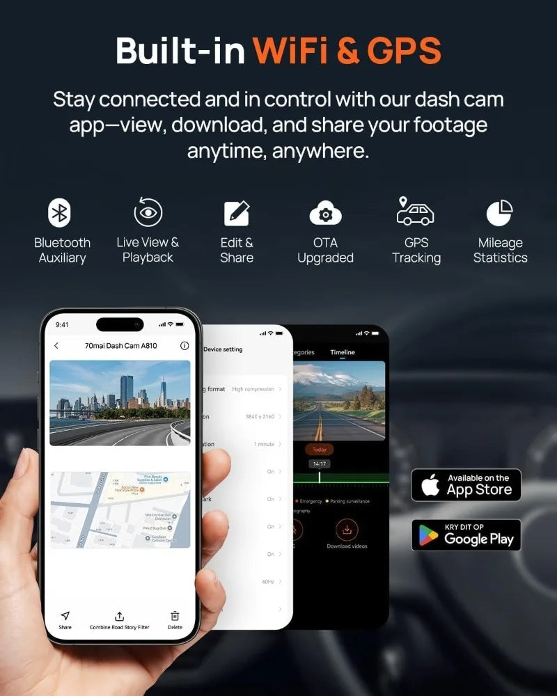 A810 4K Dash Cam Front And Rear Starvis2 HDR Night Vision