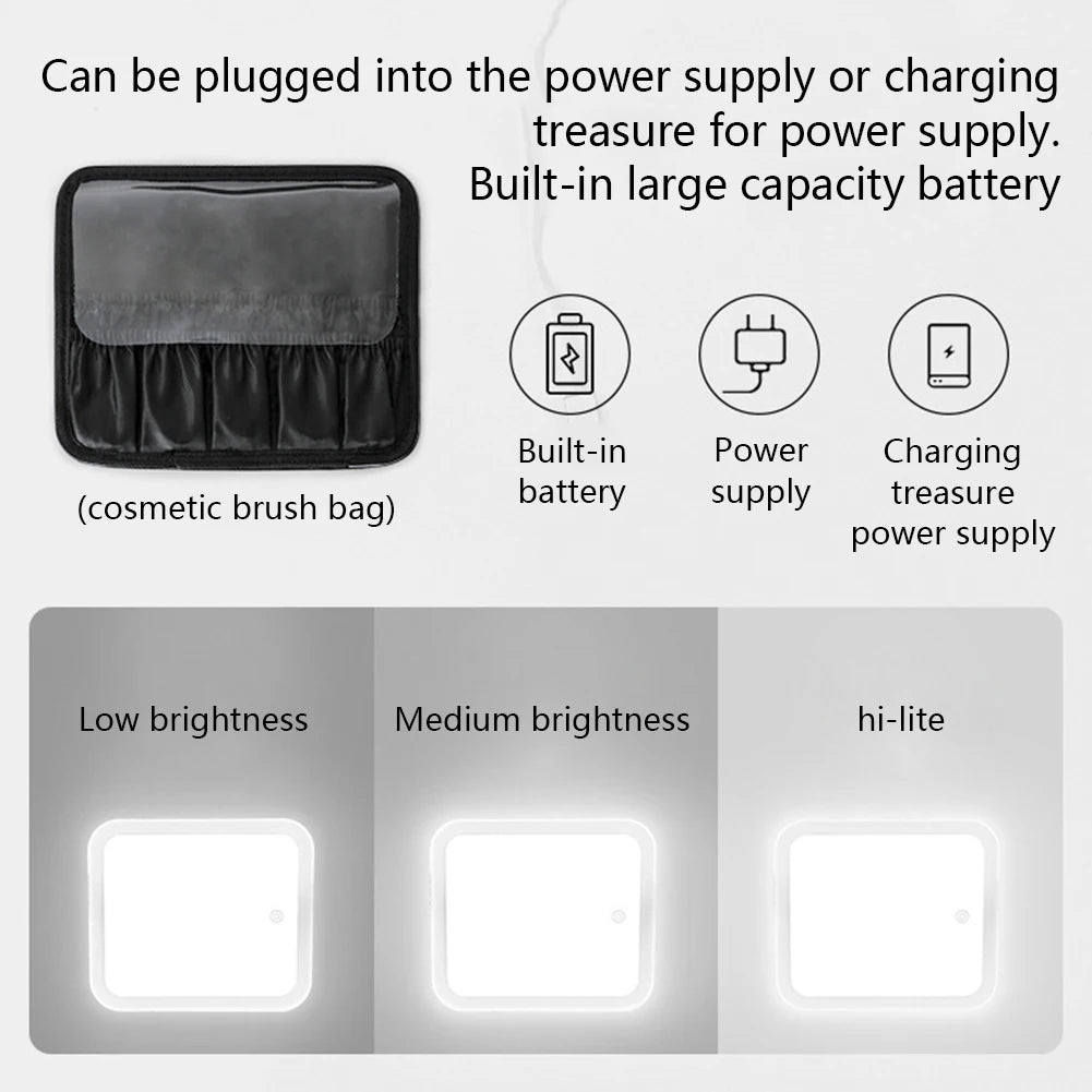 Smart LED Cosmetic Case With Mirror PU Leather Travel Bag