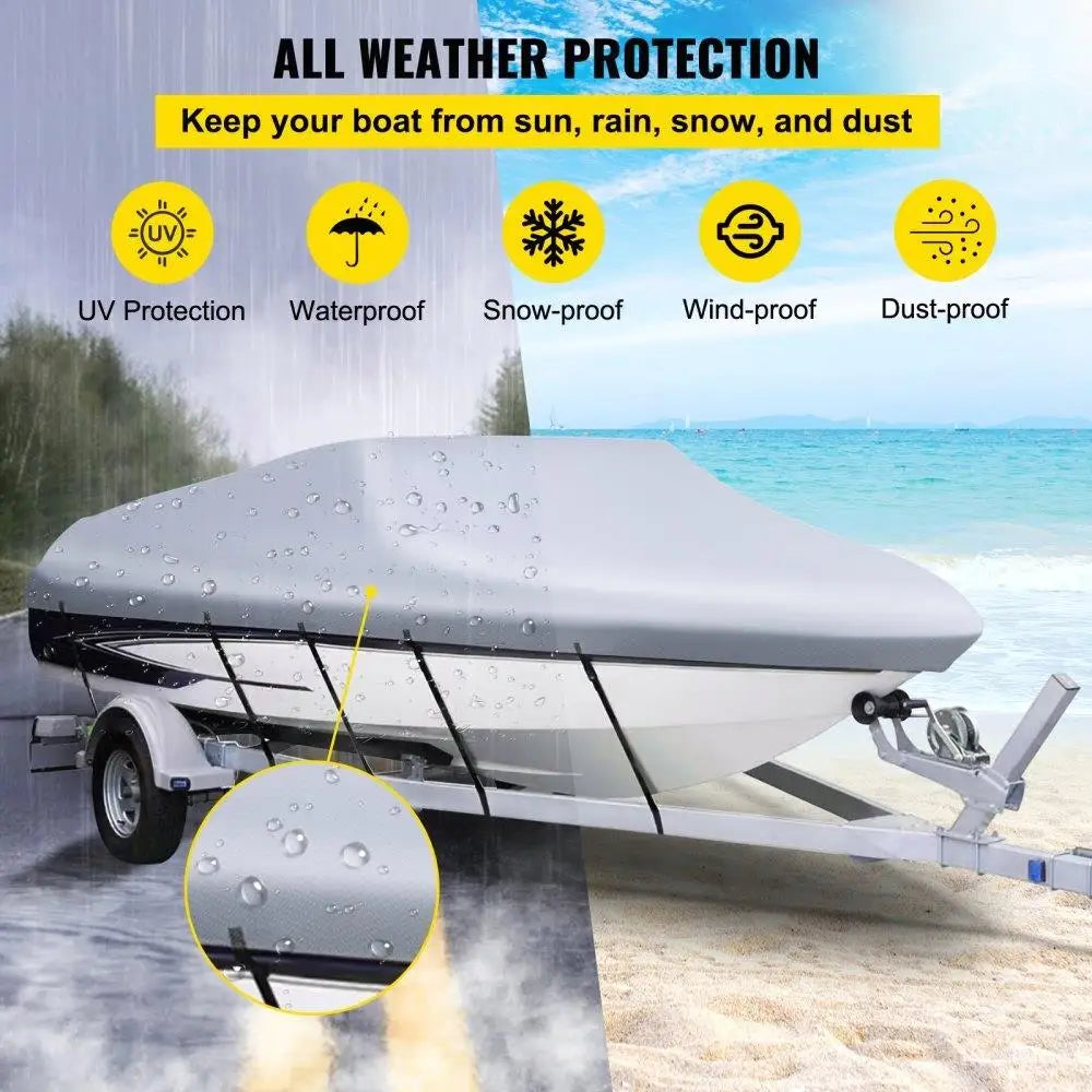 Waterproof Boat Cover 20 To 22 Ft V Hull Trailerable 210D