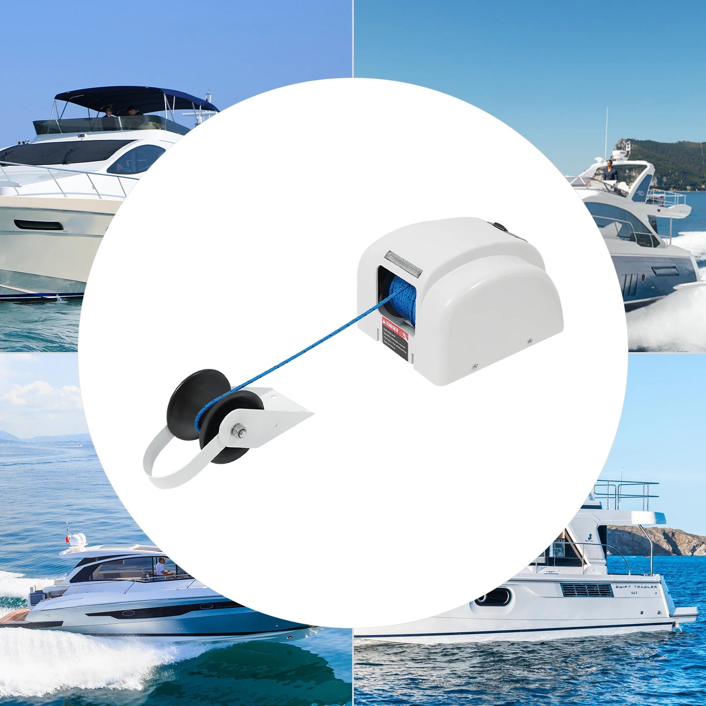 12V Boat Electric Anchor Winch 45 Lbs With Remote For Boats