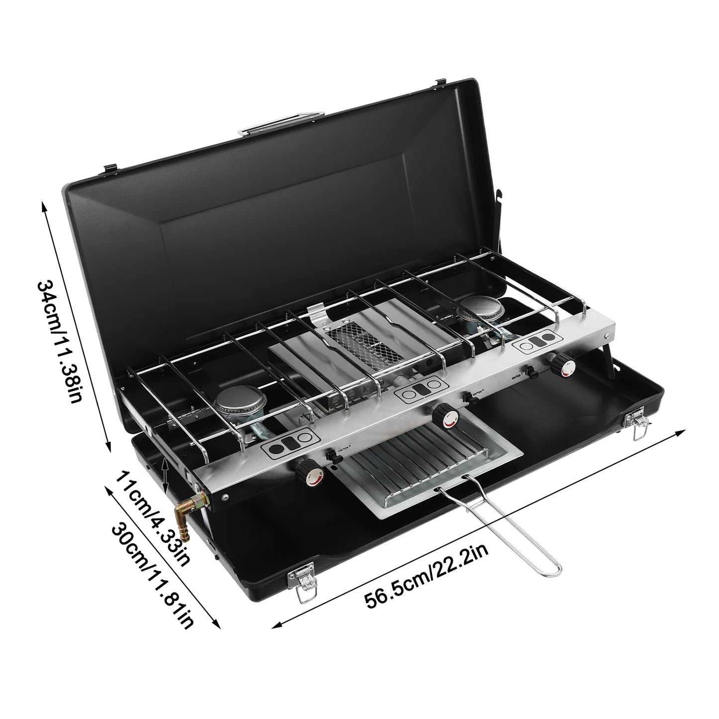 3 Burner Gas Camping Stove Portable Camping Cooking Stove with Regulator Outdoor Gas Stove for Car Camping BBQ