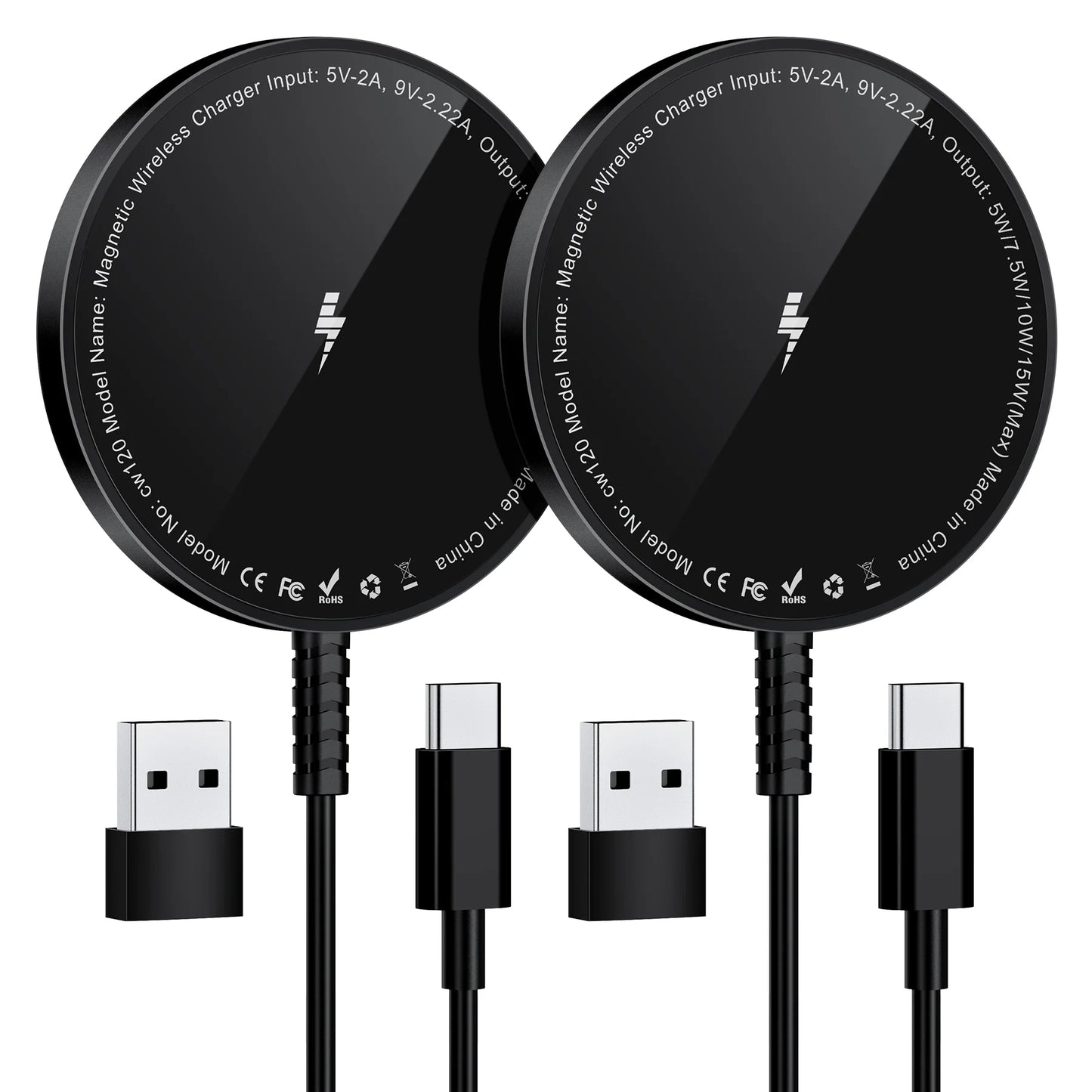 2 Pack Magnetic Wireless Charger 15W For iPhone 15 14 13 12