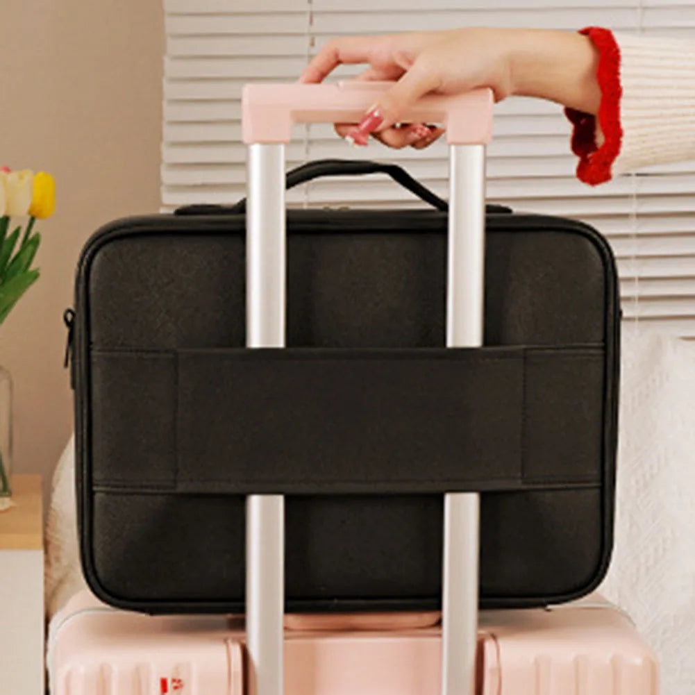 Smart LED Cosmetic Case With Mirror PU Leather Travel Bag