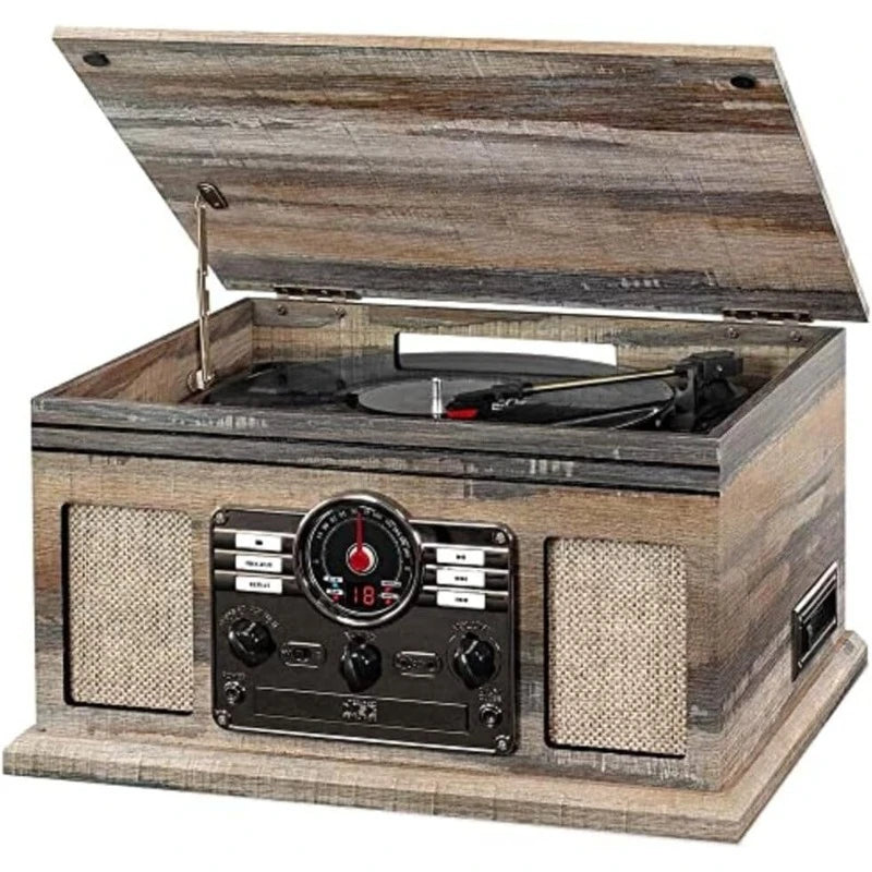Six In One Bluetooth Record Player 3 Speed Turntable