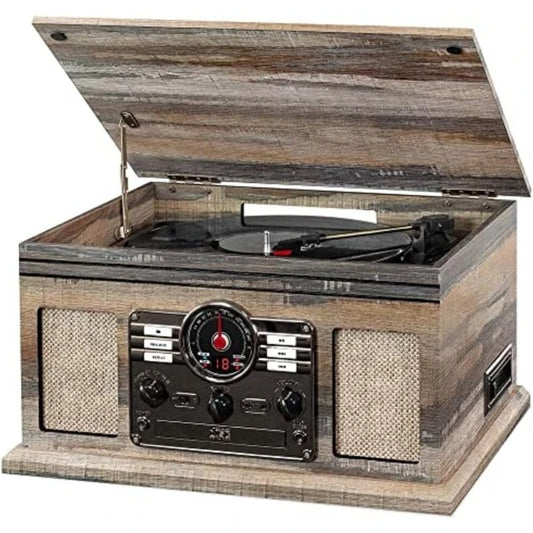 Six In One Bluetooth Record Player 3 Speed Turntable