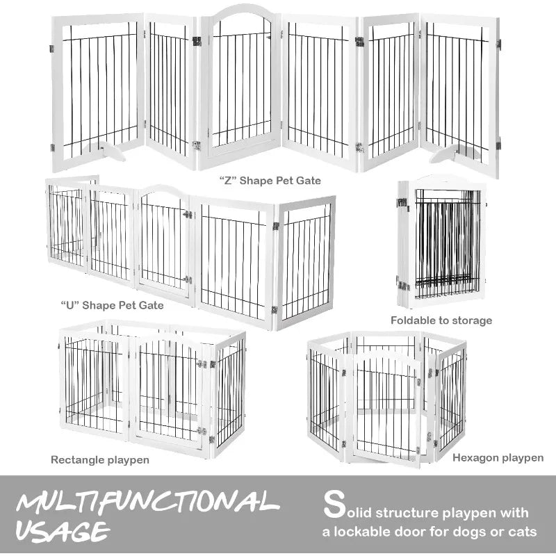 144 Inch Extra Wide Dog Gate With Walk Through Door