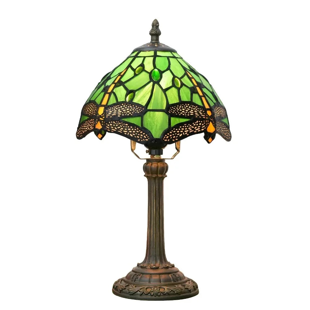 Eight Inch Tiffany Dragonfly Desk Lamp Stained Glass Bedside