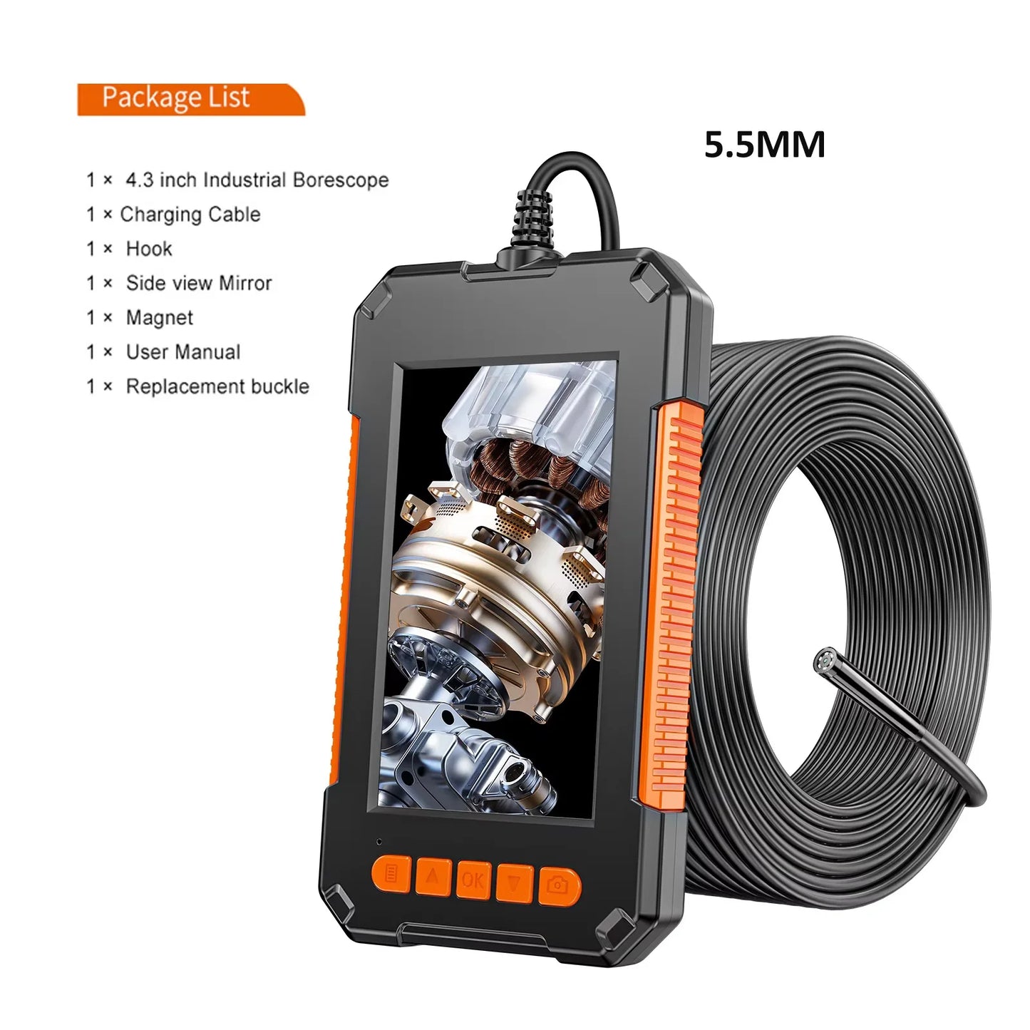 4.3 Inch IPS Endoscope Camera 1080P IP67 Borescope Kit